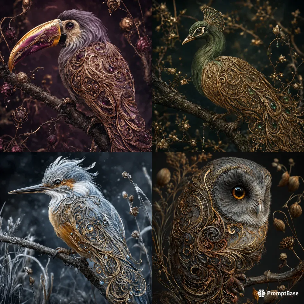 Filigree Songbirds Golden Plumages