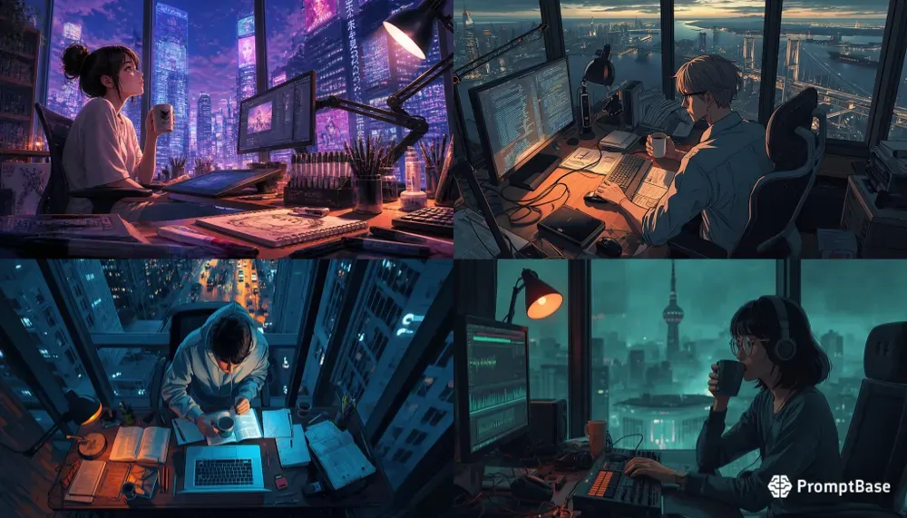 Lofi Anime Cityscape Study Vibes