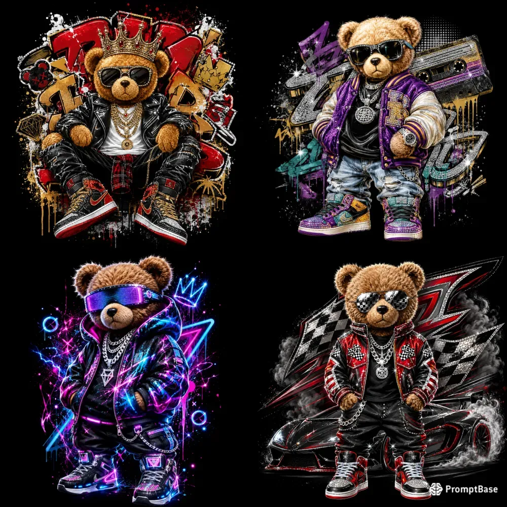 Luxury Streetwear Teddy Bear Rhinestones