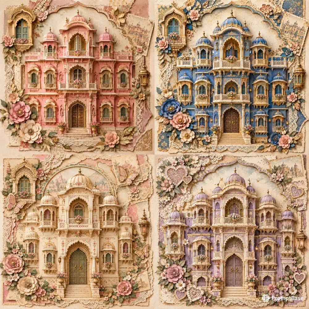 Cute Vintage Haveli Scrapbook Art
