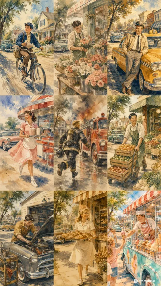 Suburb City Jobs In Motion Watercolors
