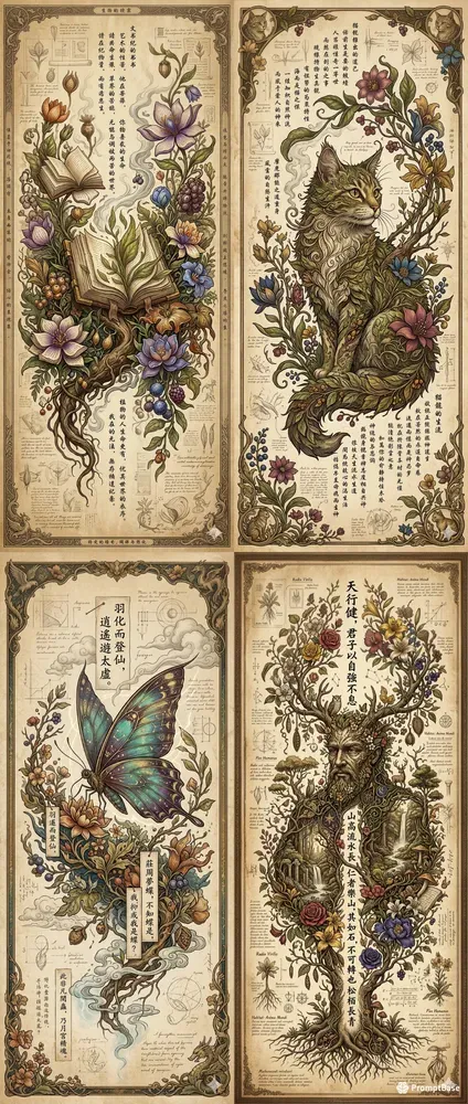 Dynamic Botanical Fantasy Scrolls