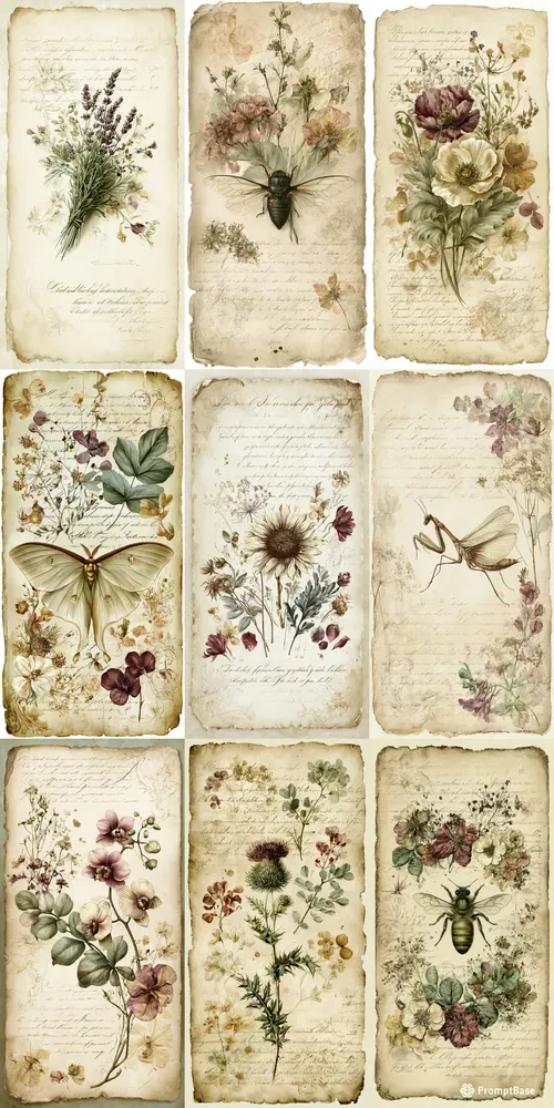 Antique Botanical Tall Tags
