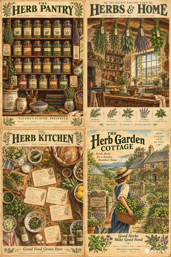 Cottagecore Botanical Kitchen Posters