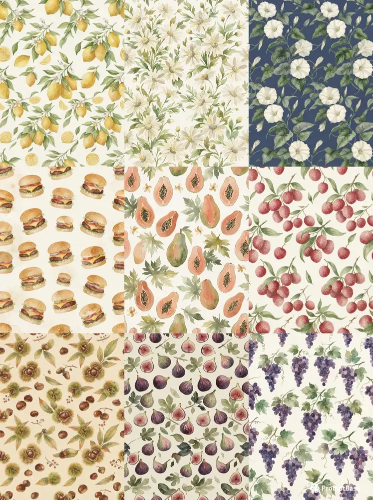 Midcentury Watercolor Seamless Patterns