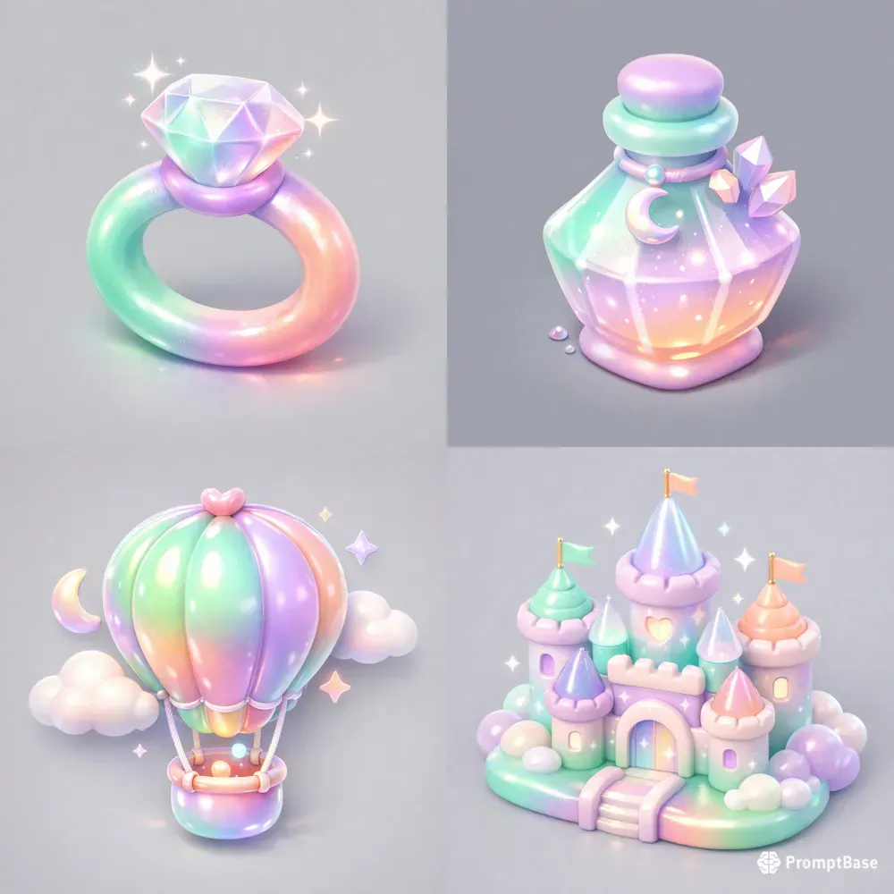 Pastel 3D Puffy Magic Icons