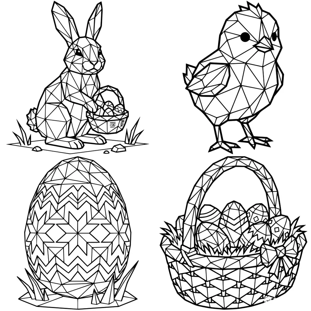 Lowpoly Easter Art KDP Coloring Books
