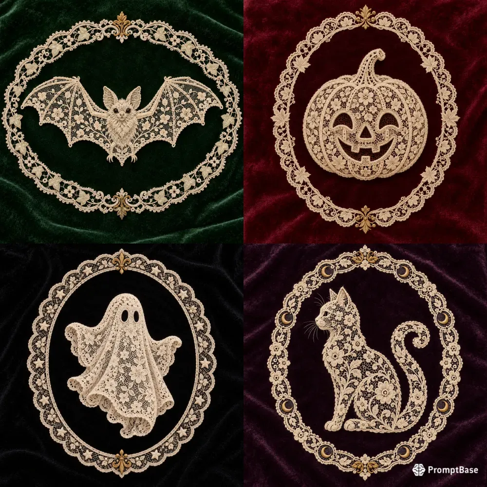 Halloween Lace Cameos