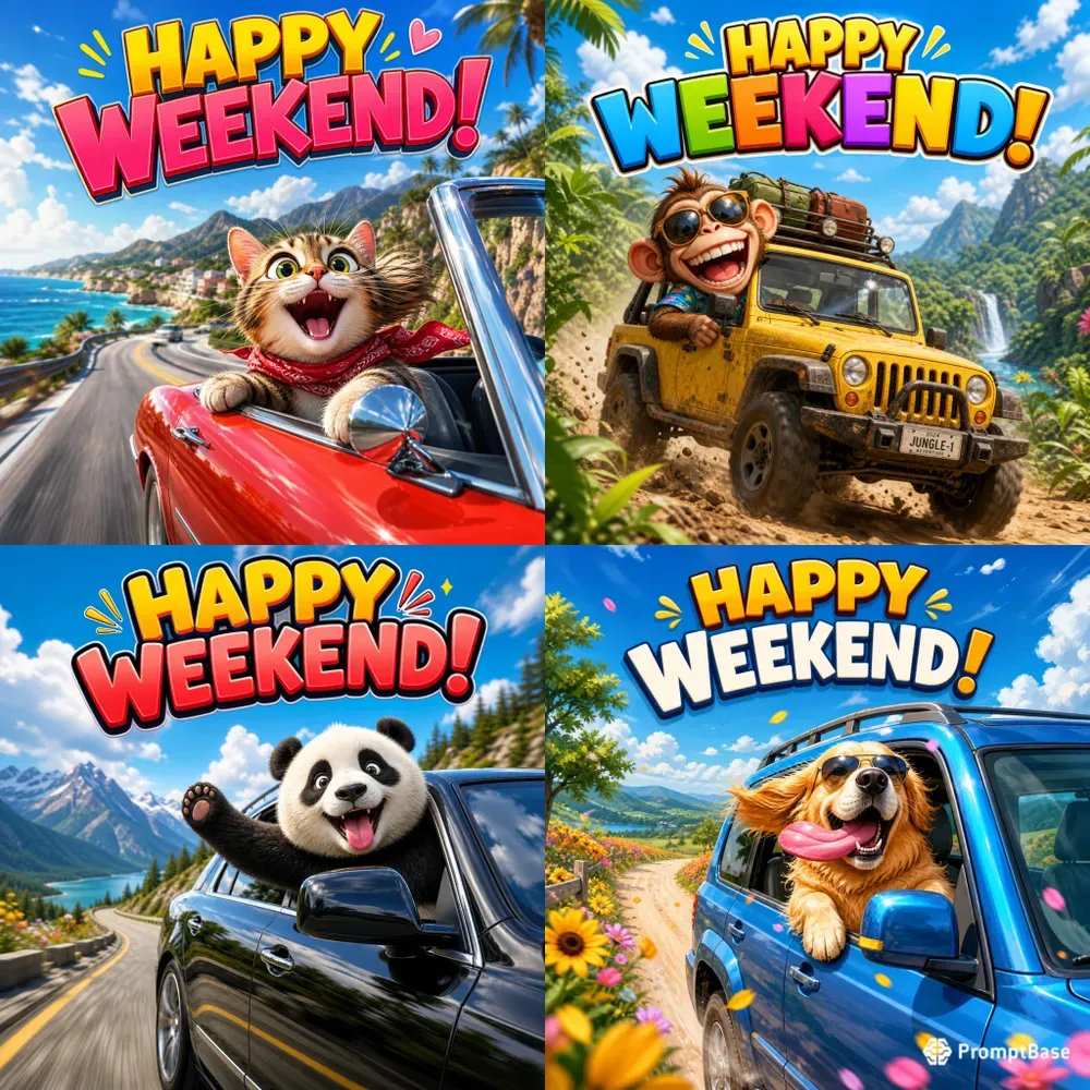 Funny Animal Car Window Joyride Art Sets