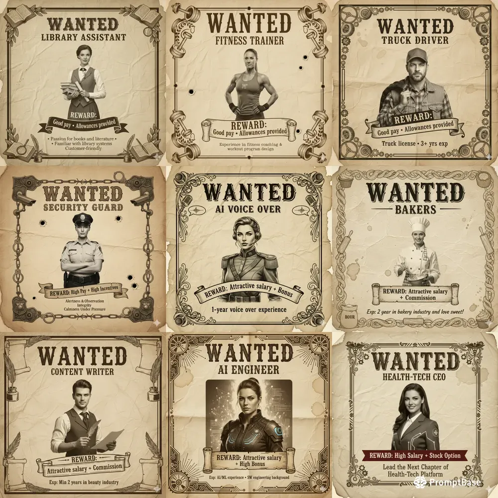 Wild West Vintage Job Ad Posters