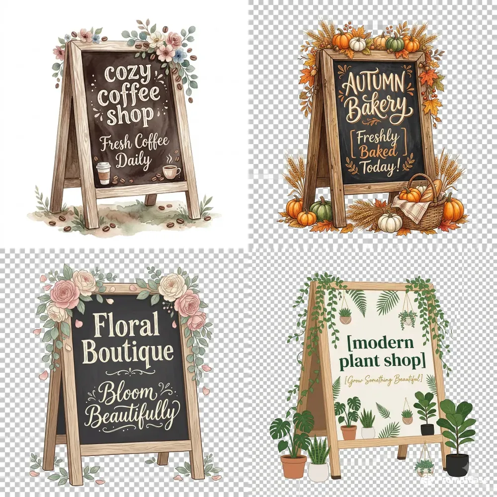 Aesthetic Sidewalk Sign Cliparts