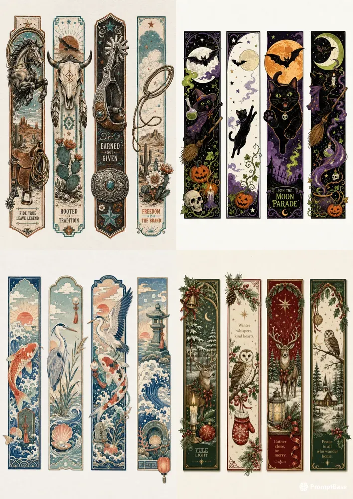 Western Vertical Art Bookmarks