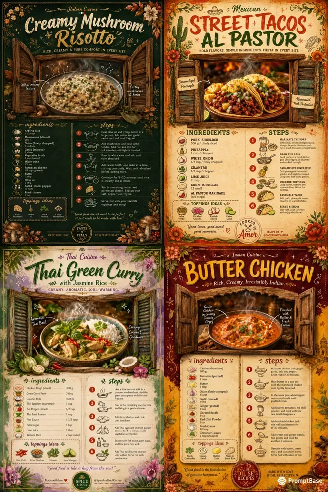 Global Cuisine Recipe Posters