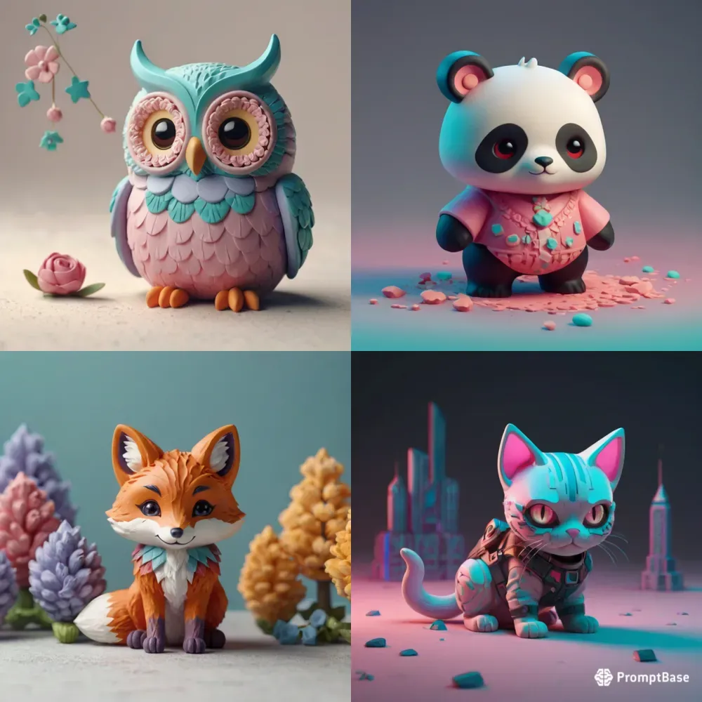 3D Cute Claymation Chibi Animals Generator