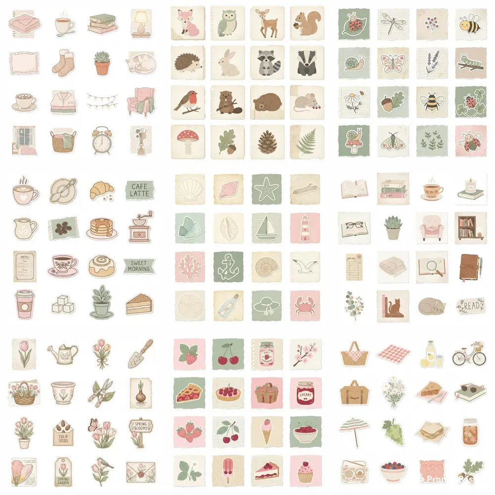 2D Flat Scrapbook 16in1 Icon Sheets