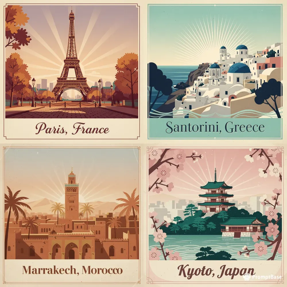 Vintage Travel Poster Illustrations
