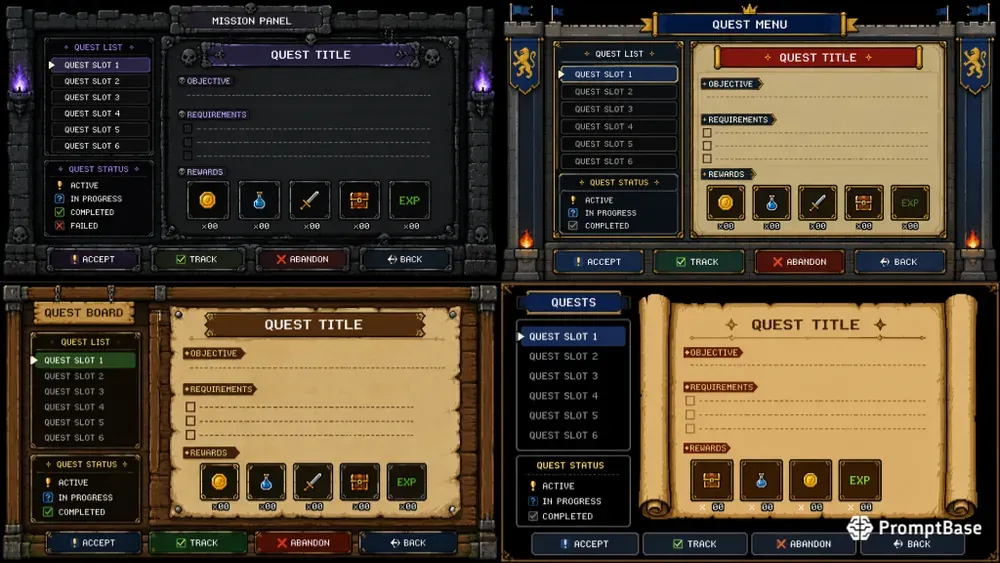 8bit RPG Quest UI Templates