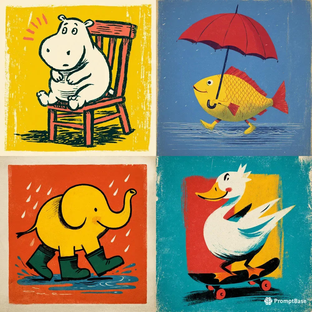 Vintage Picture Book Animal Illustrations