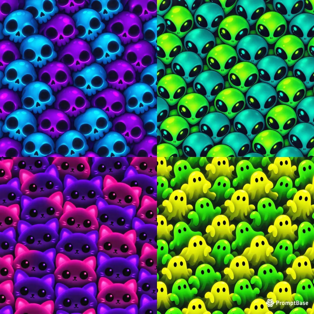 Glowing Neon Seamless Patterns