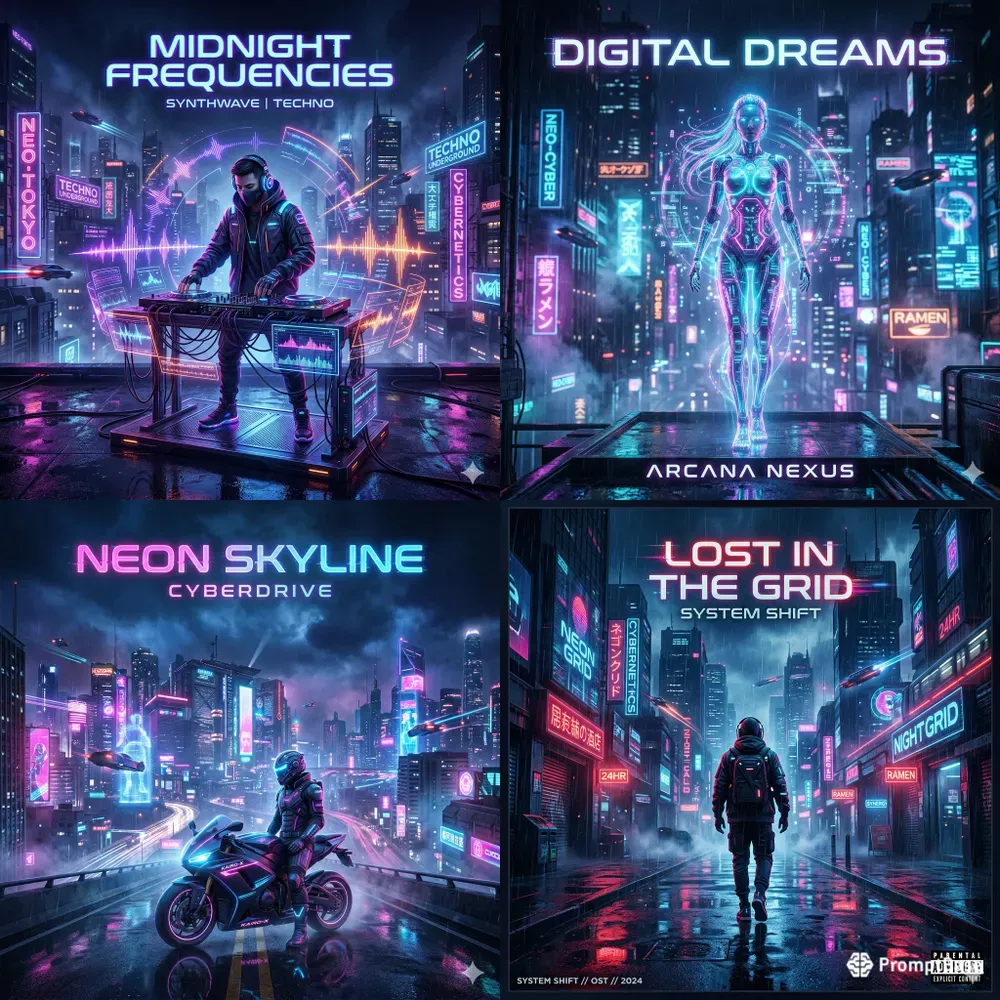 Cyberpunk Neon Album Cover Generator