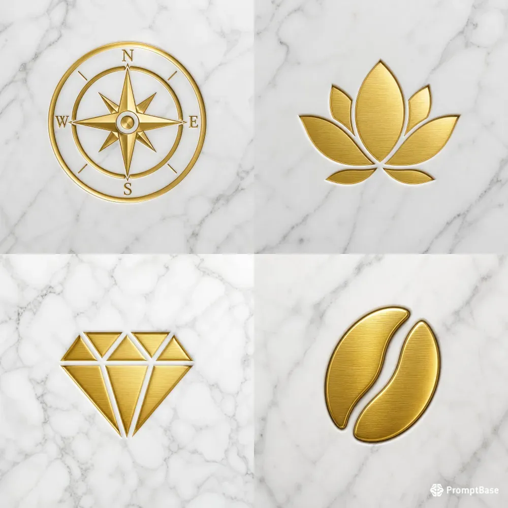 Luxury 3d Gold Marble Minimalist Icons