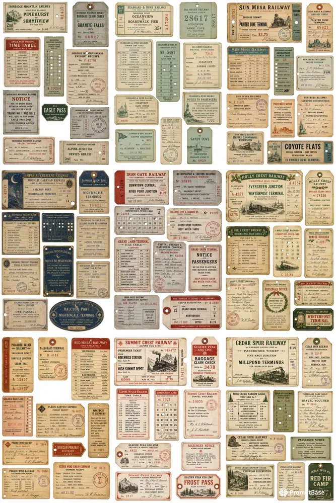 Vintage Railway Ephemera Sheets