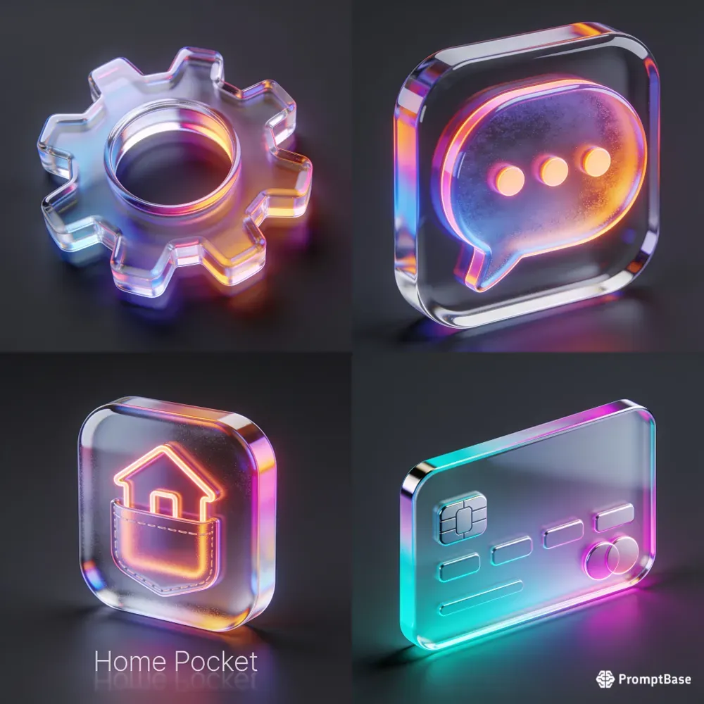 Premium 3D Glassmorphism UI App Icons