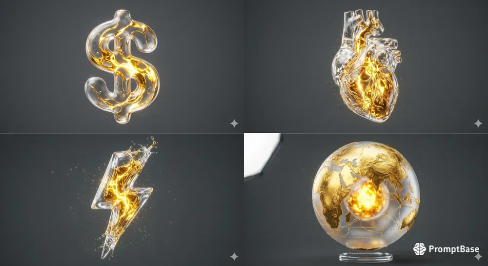 Ultraluxury Glass Gold 3D Assets