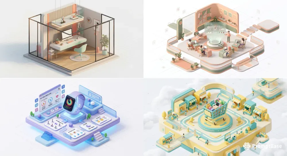 Isometric 3D Saas Scene Generator