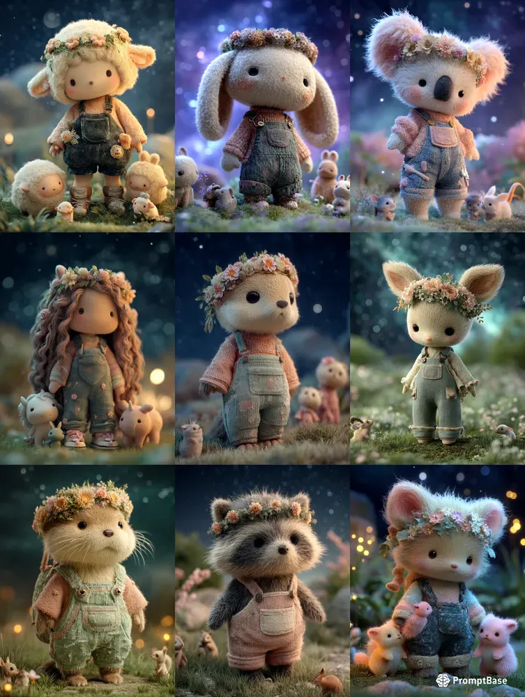 3D Chibi Plush Doll Night Posters