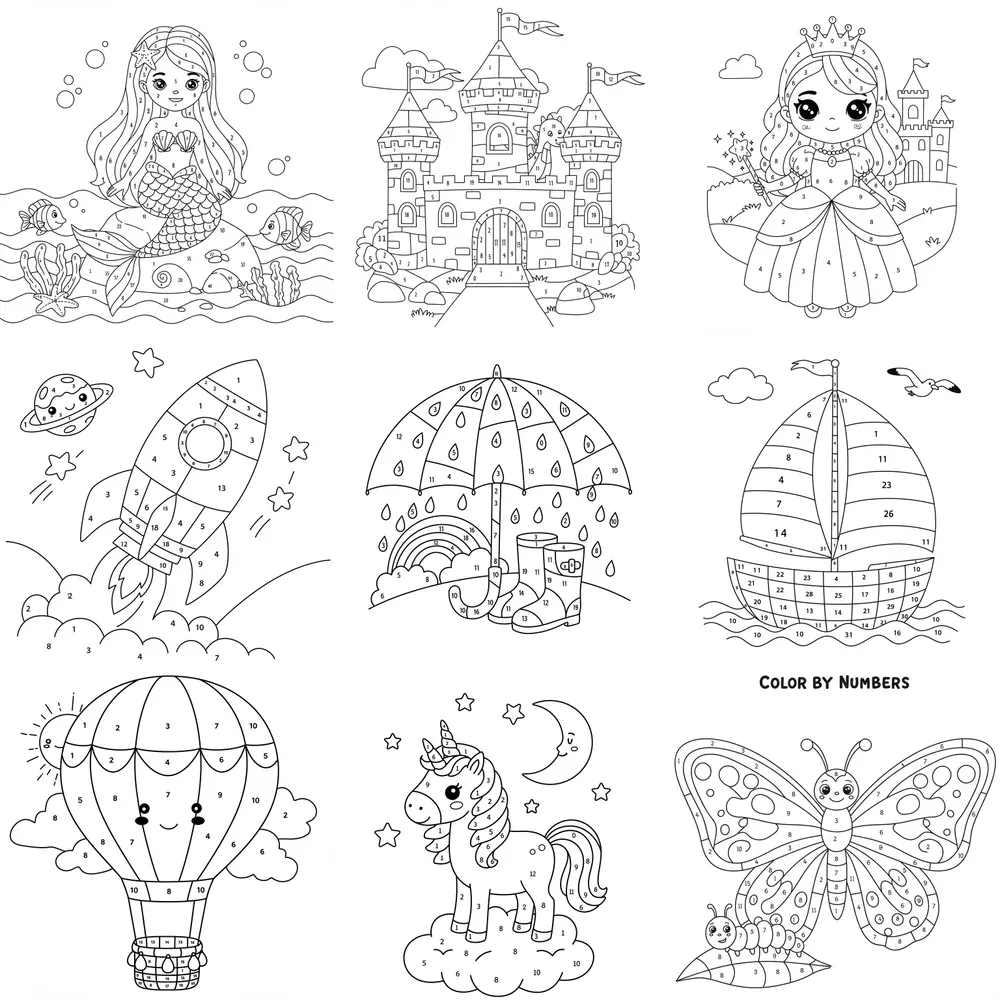 Any Cute Color By Number Pages