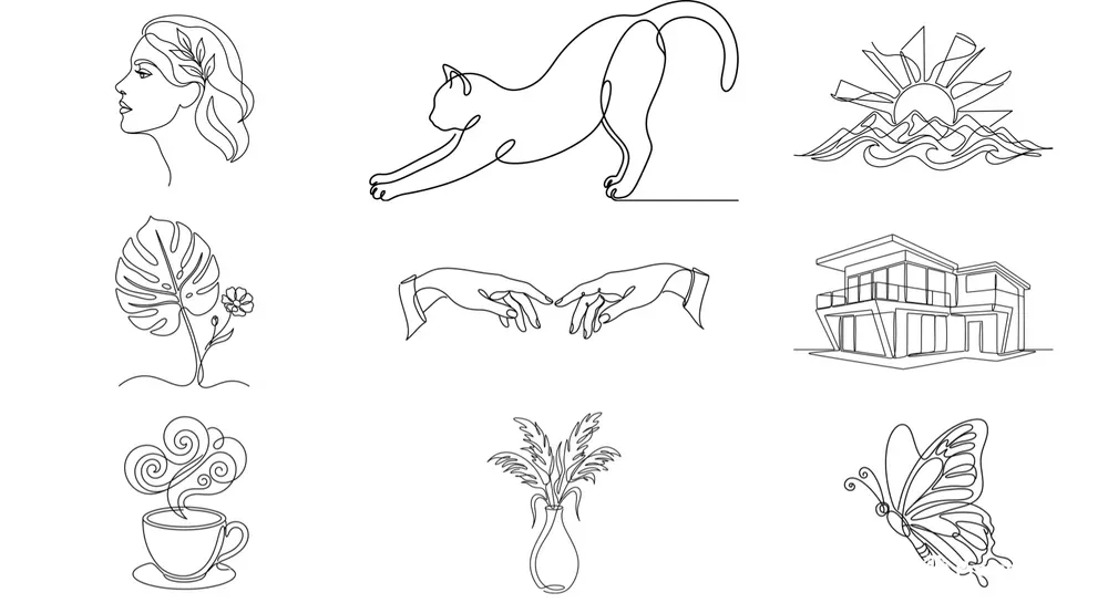 Minimalist Continuous Line Art Vectors