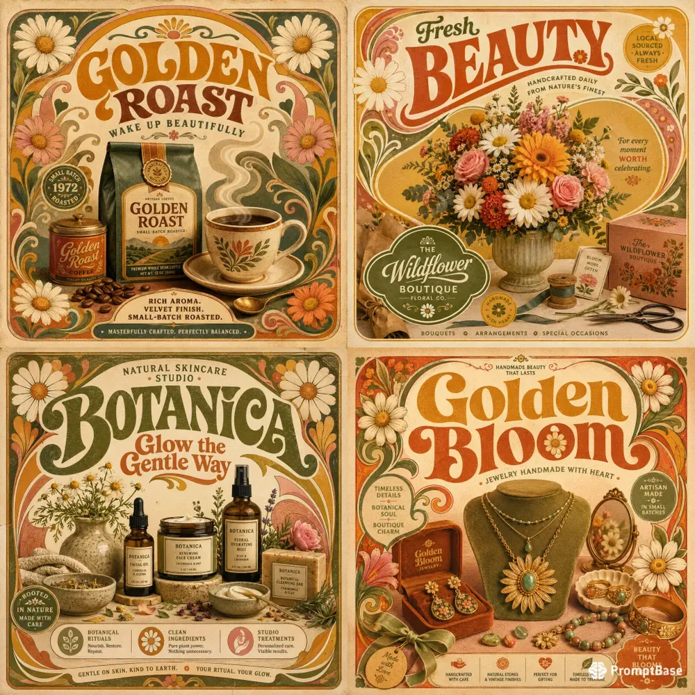 70s Floral Advertising Posters