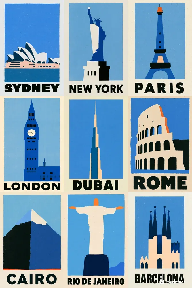 Minimalist Retro City Travel Posters