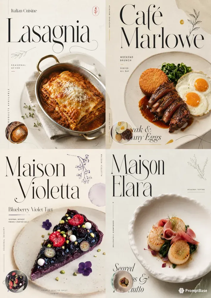 Minimalist Editorial Food Posters