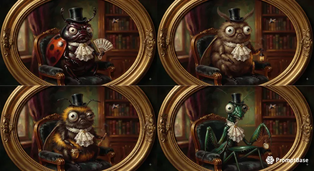 Whimsical Victorian Insect Portraits