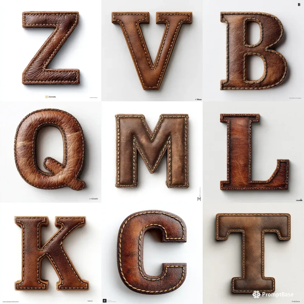 Hyperrealistic 3D Aged Leather Letters