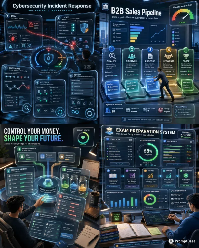 3D Glass Control Dashboard Infographics