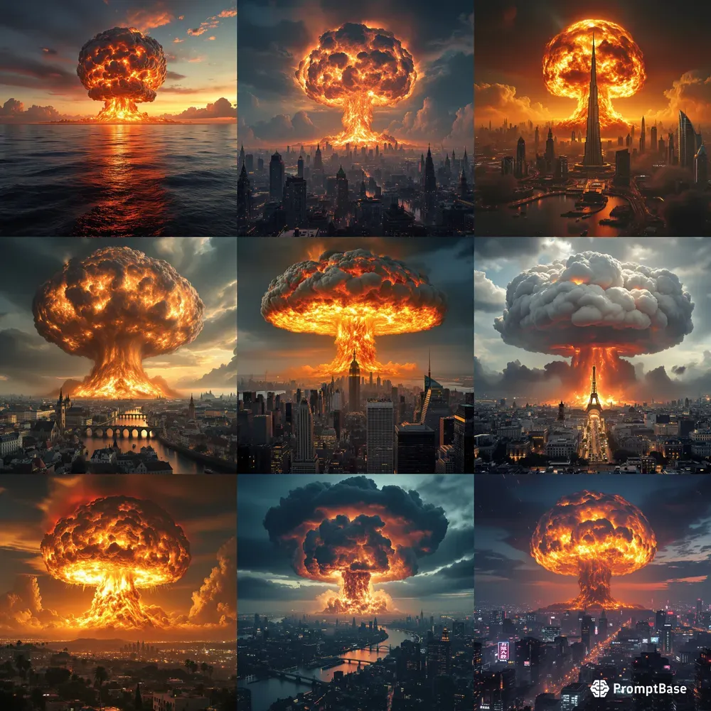Cities Apocalypse Scenes Nuclear Explosions