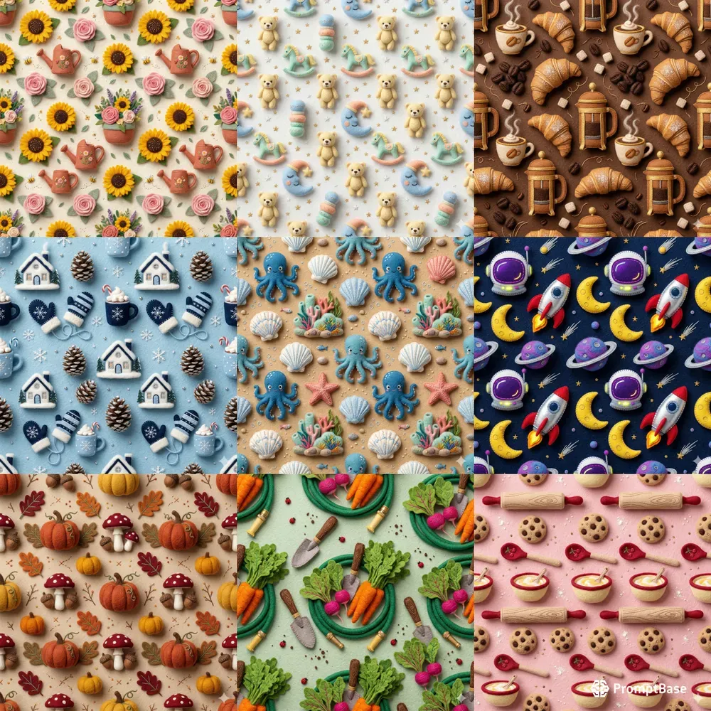 Seamless Cozy Felt Craft Patterns