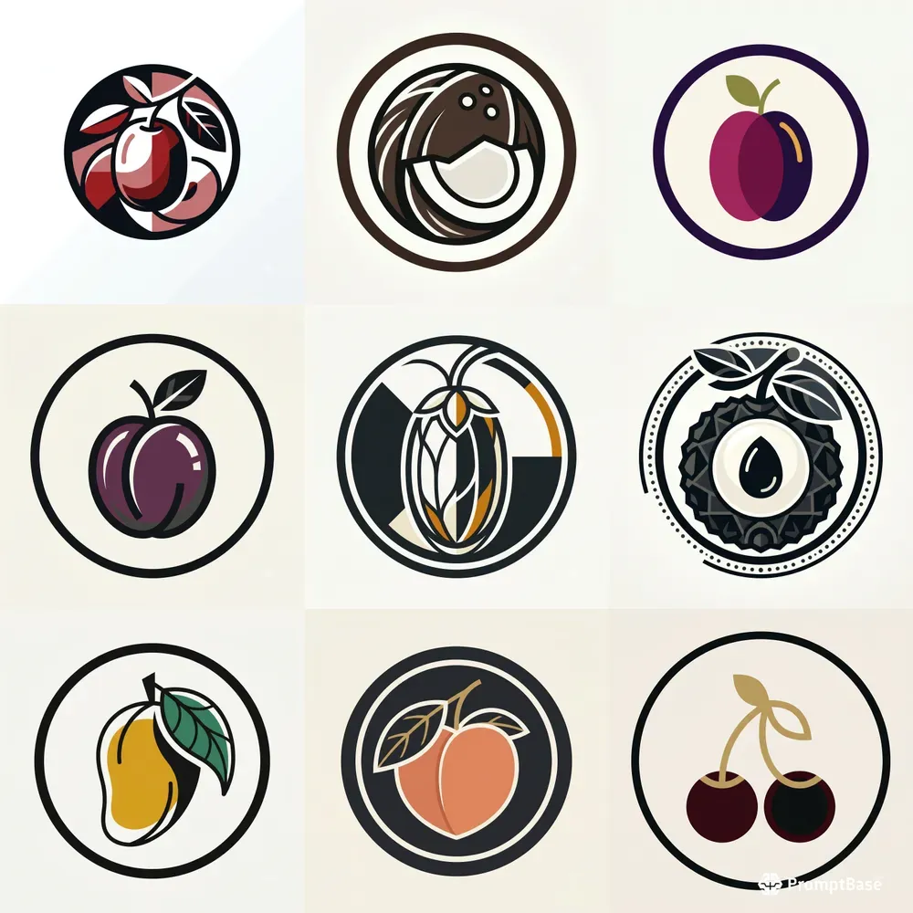 Modern Drupe Fruit Emblems