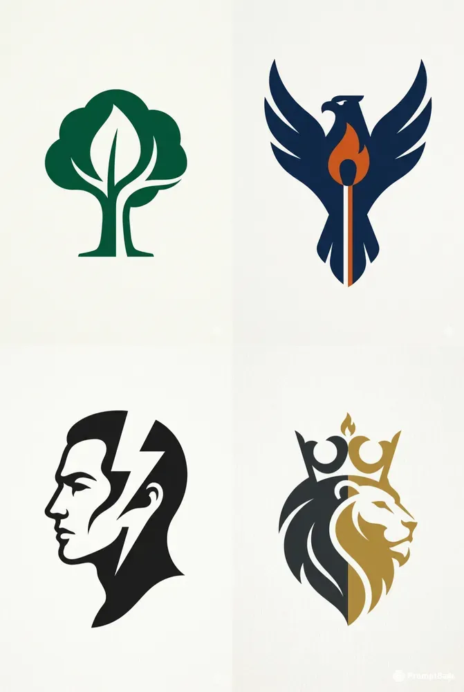 Minimalist Negative Space Emblem Logos