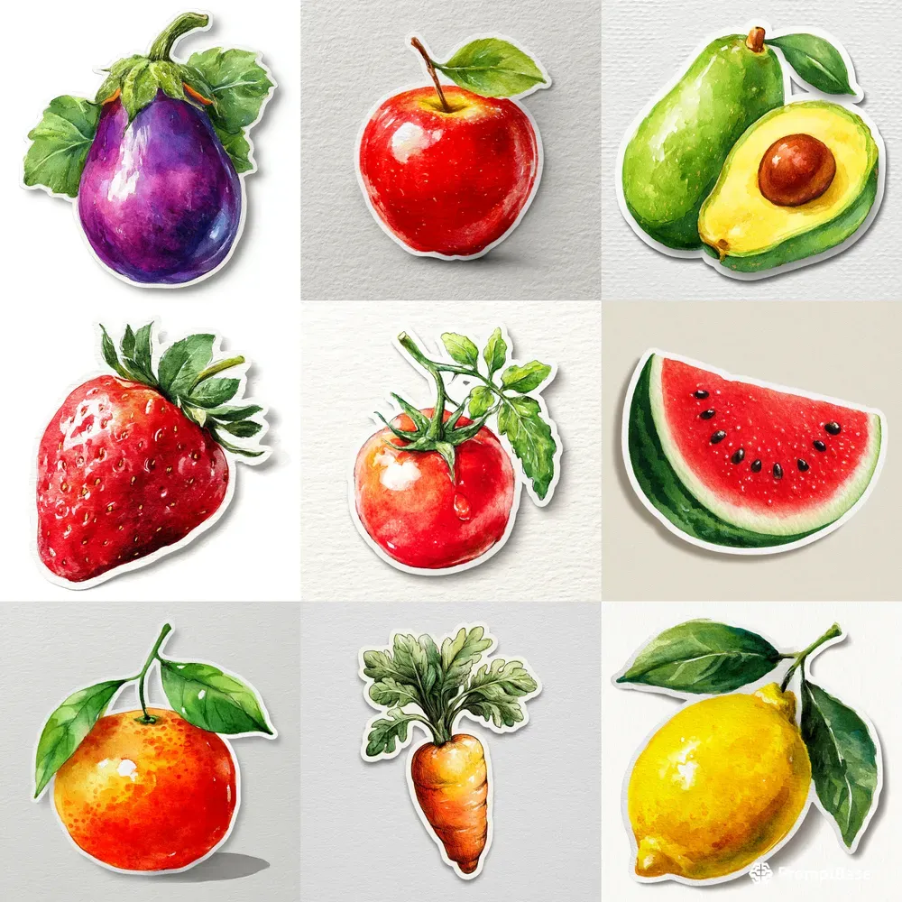 Seasonal Watercolor Sticker Art