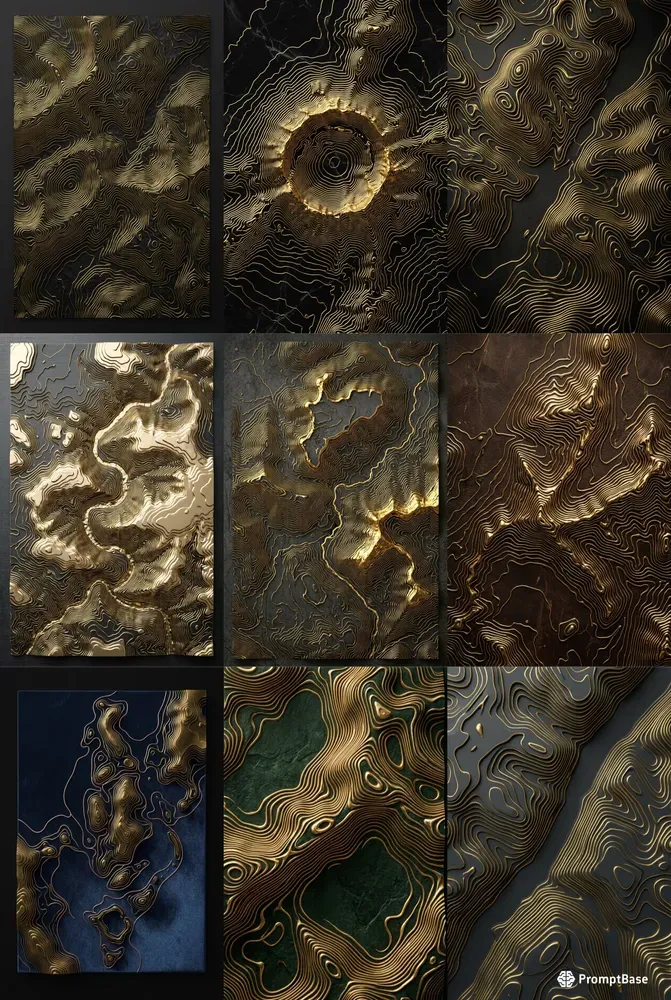 Dark Gold Topographic Art