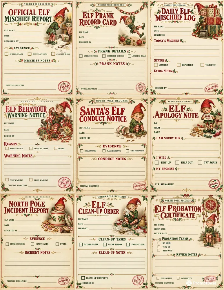 Funny Elf Mischief Printable Kits