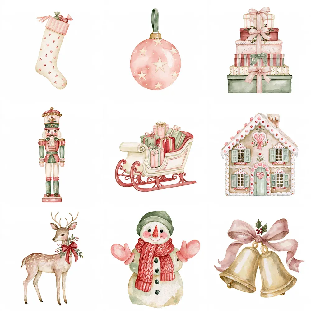 Soft Christmas Watercolor Cliparts