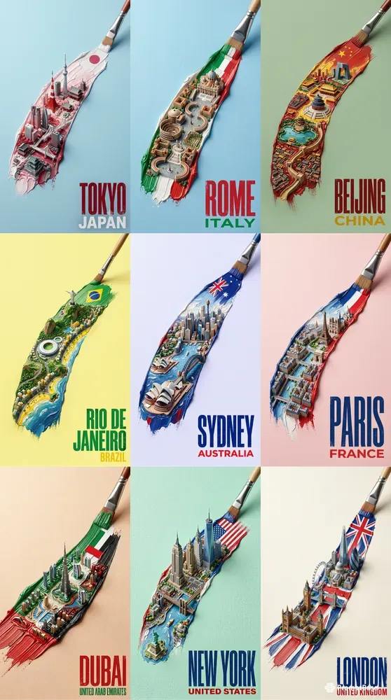 3D Miniature Cities In Paintbrush Strokes