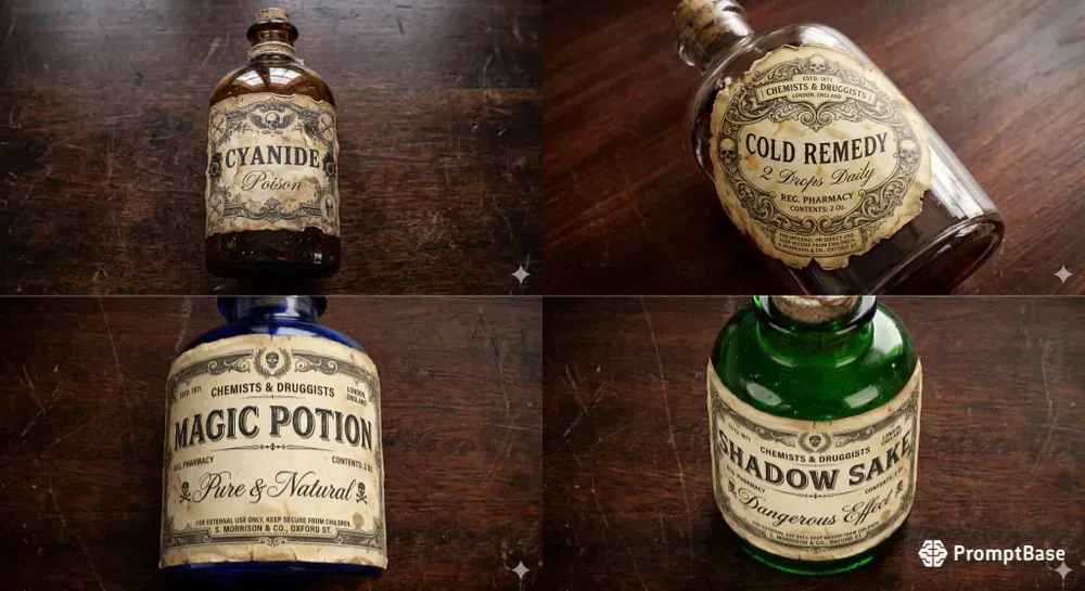 Custom 3d Vintage Apothecary Bottles