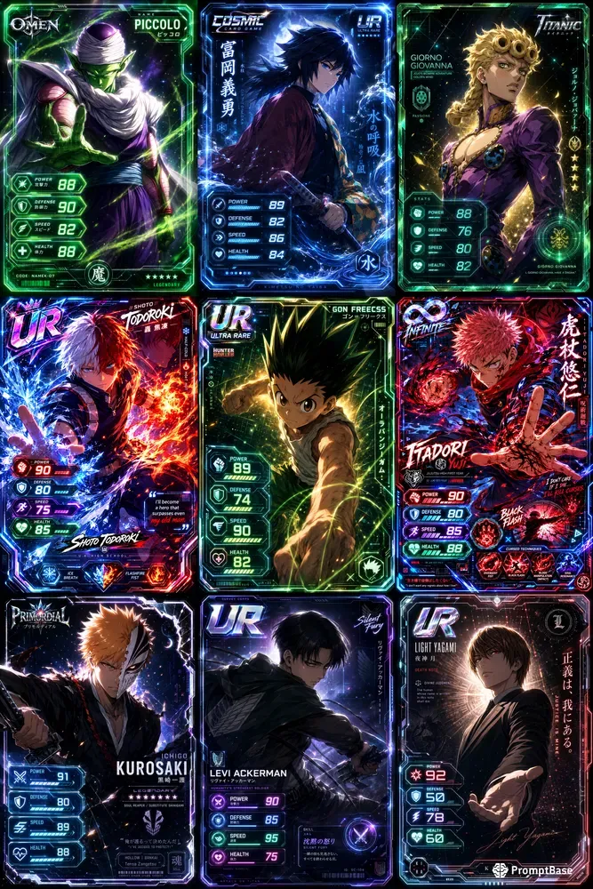 Modern Anime Trading Card Designs
