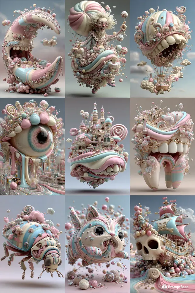 Teeth And Sugar 3d Surreal Art